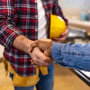 Shaking hands with a contractor